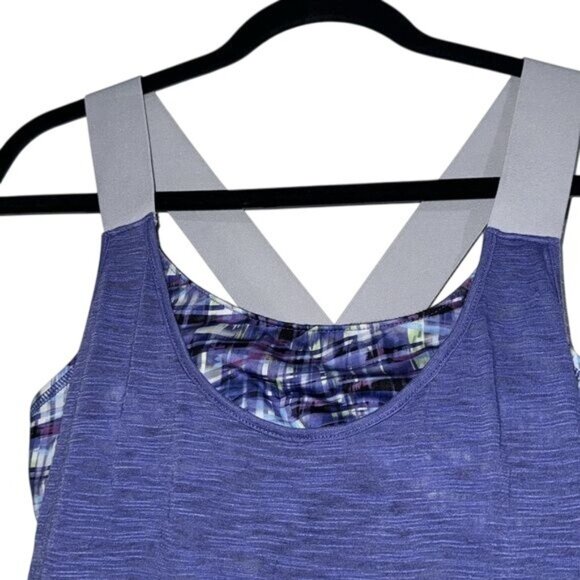 Cynthia Rowley Purple Tank Top With Built-In Bra & Gray Straps Womens Medium - Picture 3 of 6